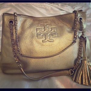 Tory Burch metallic gold shoulder bag